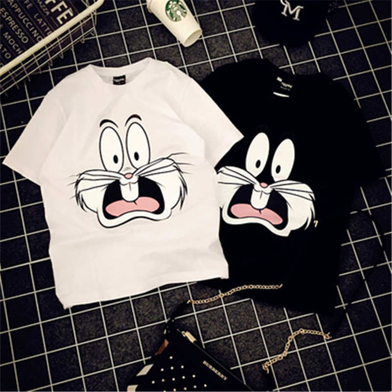 Bugs Bunny Shirt Summer plus Size White Short Sleeve T-shirt Women's Loose