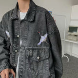 Men Denim Jacket Fall Denim Jacket Male Baggy Casual Jacket