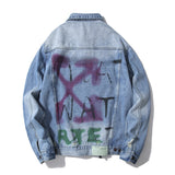 Men's OW Fashion Brand Arrow Distressed Denim Coat jacket