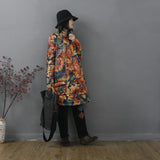 Women Winter Coats Puffer Jacket Down Coat Down Jacket Female Loose Printed White Goose Down Chinese Style Down Jacket