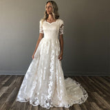 See through Wedding Dress Wedding Dress Formal Dress Sexy Short Sleeve Formal Dress