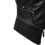 Leather Biker Coat Golden Leather Jacket Women Pu Jackets Fashion Wash Square Buckle Slim Dovetail Mid-Length