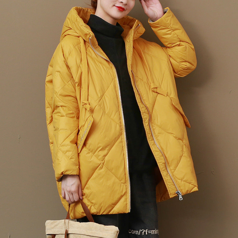 Women Winter Coats Puffer Jacket Down Coat Winter Women's Mid-Length Warm Hooded Down Jacket