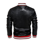 Graphic Leather Jacket Women Men's Pu Jacket British Motorcycle Clothing Fall Color-Blocking Fleece Leather Jacket Male