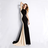 Formal Dresses & Gowns Autumn and Winter Sleeveless Color Block Hip-Wrapped Dress