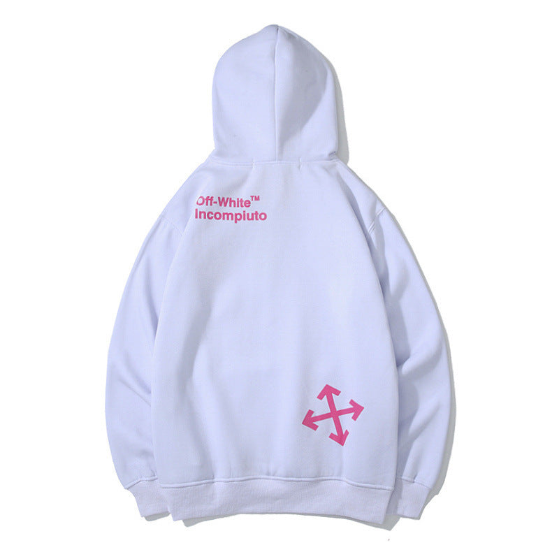 Autumn and Winter Rose Red Arrow Velvet Padded Hooded Sweatshirt Male and Female Couples Wear hoodie