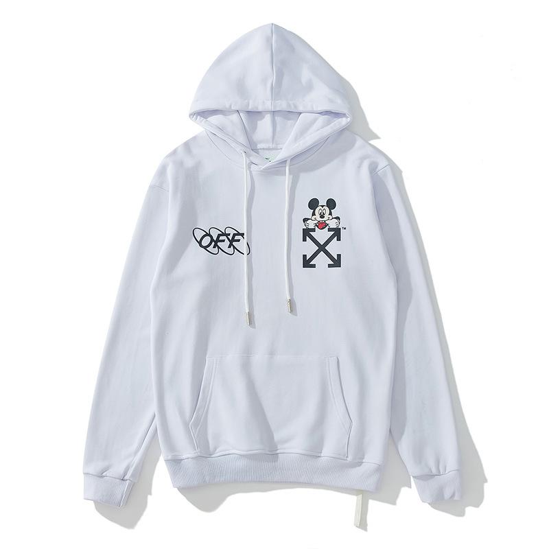 off Ow White Hooded Sweater Men and Women Couple Terry Thin Bottoming Shirt Coat Owt