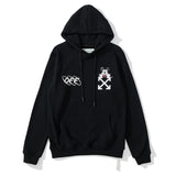 off Ow White Hooded Sweater Men and Women Couple Terry Thin Bottoming Shirt Coat Owt