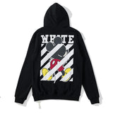 off Ow White Hooded Sweater Men and Women Couple Terry Thin Bottoming Shirt Coat Owt