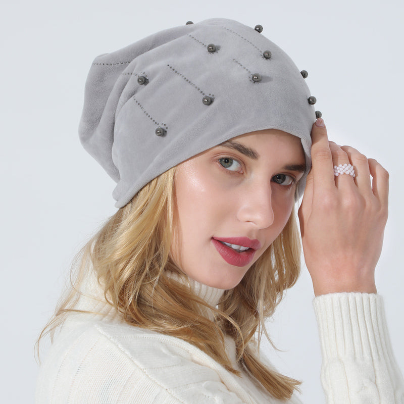 Women Winter Hats Autumn and Winter Women's Hot Drilling Sleeve Cap Fashion Warm