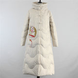 Women Winter Coats Puffer Jacket Down Coat Embroidered Down Jacket Women's White Duck Down Wedding Robe