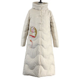Women Winter Coats Puffer Jacket Down Coat Embroidered Down Jacket Women's White Duck Down Wedding Robe