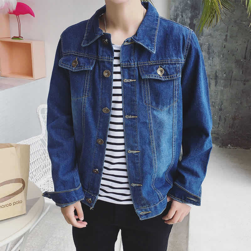 Men Denim Jacket Jacket Spring and Autumn Loose Denim Jacket Casual