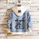 Comic Denim Jacket Men's and Women's Autumn and Winter Large Size Denim Jacket Fashion