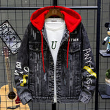 Men Denim Jacket Men's Denim Coat Spring and Autumn Hooded Spring Top
