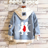 Comic Denim Jacket Anime Hole Spring and Autumn Denim Jacket