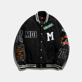 Orange Varsity Jacket Winter New Work Clothes Casual Multicolor Letter Print Jacket