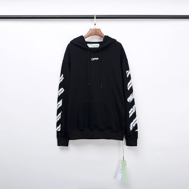 off Sweater Ow Arrow Print Men's and Women's Terry Hooded Sweater hoodie
