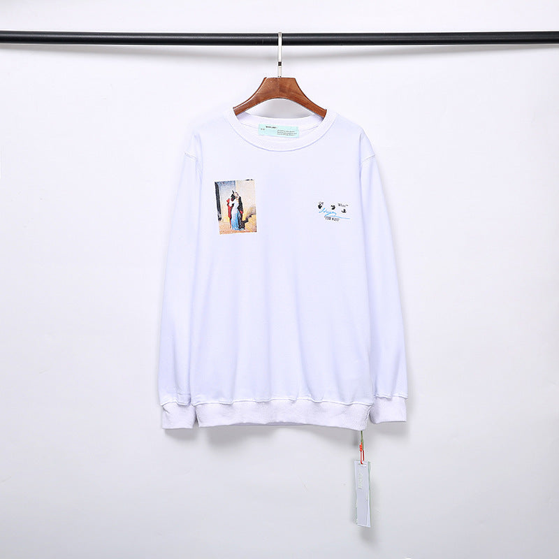 Autumn and Winter Back Men and Women Kiss Letter Printing Casual Men and Women All-Matching Thin round Neck Sweater sweatshirt