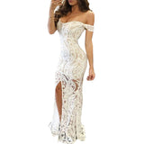 Women Lace Wedding Dress Sexy Slim Hip Pencil Skirt Long Dress