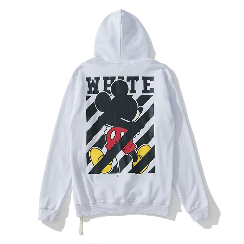 off Ow White Hooded Sweater Men and Women Couple Terry Thin Bottoming Shirt Coat Owt