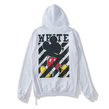 off Ow White Hooded Sweater Men and Women Couple Terry Thin Bottoming Shirt Coat Owt