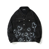 Men Denim Coat Jean Jackets Butterfly Patterned Denim Jacket Men's Jacket Boyfriend Harajuku Style Loose-Fitting Denim Clothes
