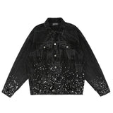 Men Denim Coat Jean Jackets Big Tree Printed Denim Jacket Men's I Jacket Dark Depressed Loose Denim Jacket