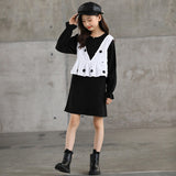 Sweater Suit Mid-Length Skirt Children Girl's Spring Clothes