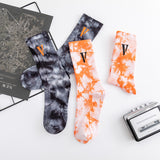 V Lone Socks Black Orange Big V Socks Middle Tube Cotton Socks Athletic Socks