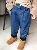 Children's Soft Jeans Autumn and Winter Fleece-Lined Jeans for Children