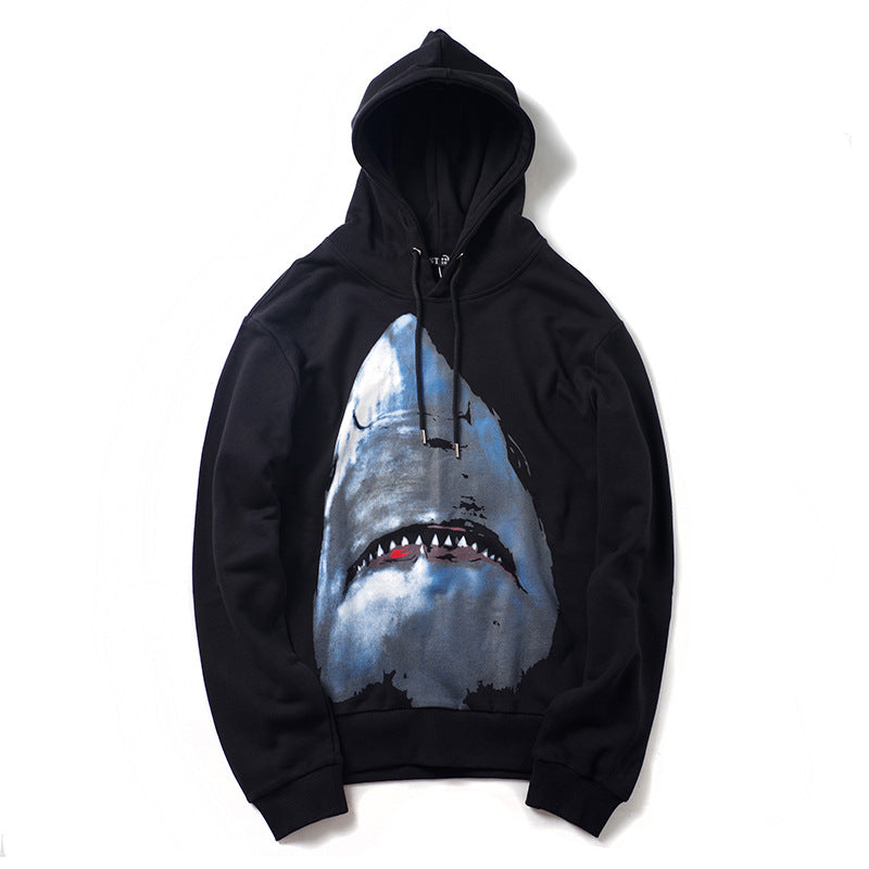 GVC Hoodie Shark Pattern Cotton Loose Hooded Sweater Fleece
