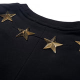 GVC Hoodie Rivet Five-Pointed Star Evil Dog Head Printed round Neck Pure Cotton
