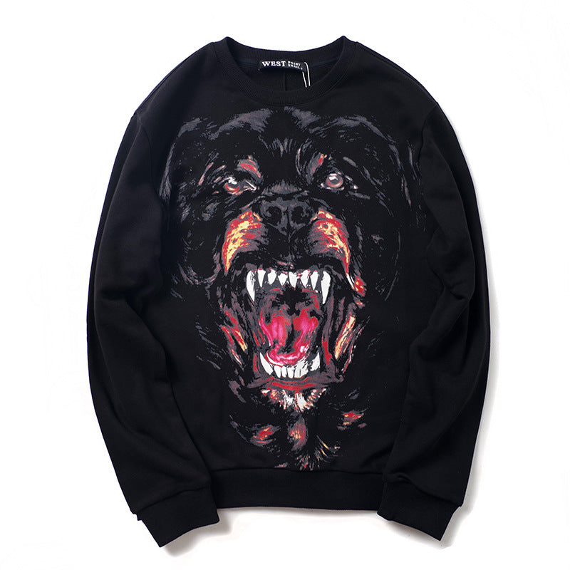 GVC Hoodie Fierce Dog Pattern Sweater Couple Loose Pure Cotton