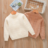 Boys Sweater Children's Autumn and Winter Fleece-Lined Thickened White Sweater for Students