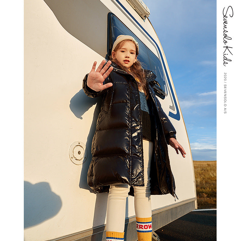 Women's Winter Clothing Children's Mid-Length Thick down Jacket Children GIRL'S down Coat