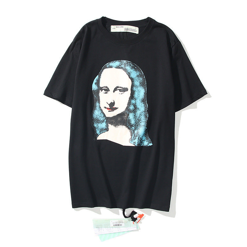 Men's and Women's Cotton Mona Lisa Printed Short-Sleeved T-shirt Fashion t shirt