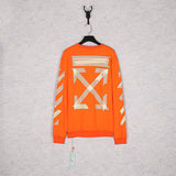 OW Airport Letter Arrow Floral Print Long Sleeve Pullover Leisure sweatshirt