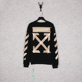 OW Airport Letter Arrow Floral Print Long Sleeve Pullover Leisure sweatshirt