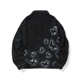 Men Denim Coat Jean Jackets Butterfly Patterned Denim Jacket Men's Jacket Boyfriend Harajuku Style Loose-Fitting Denim Clothes
