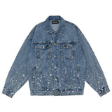 Men Denim Coat Jean Jackets Big Tree Printed Denim Jacket Men's I Jacket Dark Depressed Loose Denim Jacket