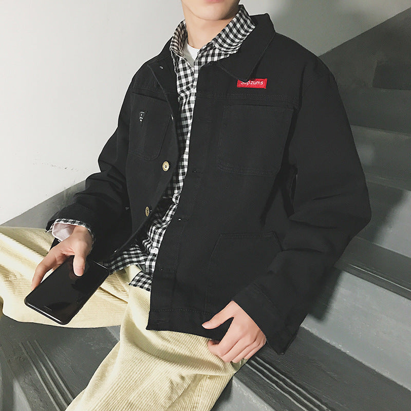 Men Denim Jacket Spring and Autumn Loose plus Size Denim Coat Top