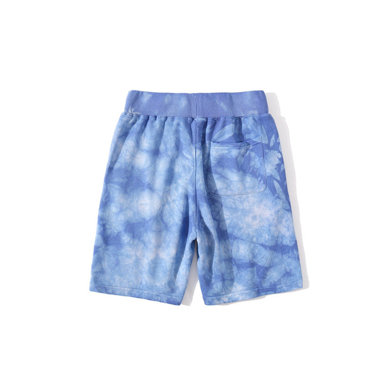Shark Print Shorts Summer Classic Tie-Dye Men'S And Women'S Casual Shorts Middle Pants