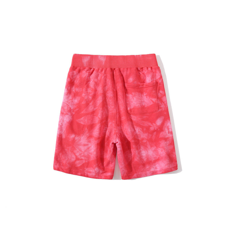 Shark Print Shorts Summer Classic Tie-Dye Men'S And Women'S Casual Shorts Middle Pants