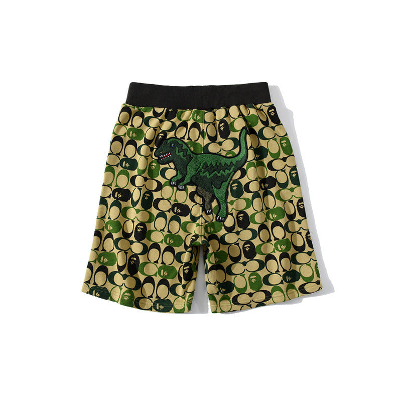 Shark Print Shorts Shark Head Little Dinosaur Camouflage Casual Shorts Fifth Pants Middle Pants