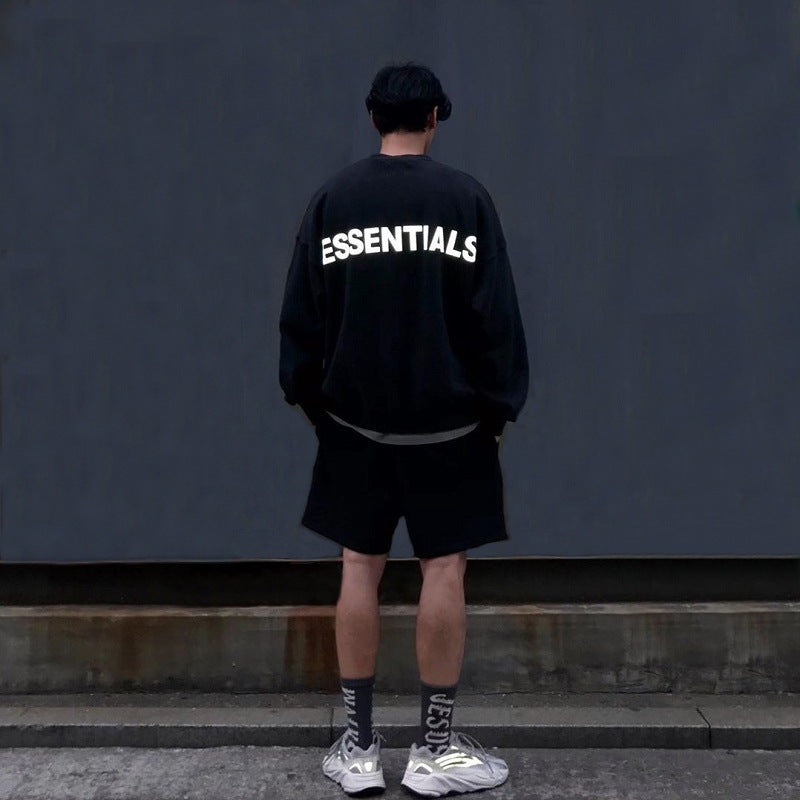 Fog Fear of God Essentials Sweatshirt Double Line round Neck Sweater Reflective Letter Embroidery Couple Pullover