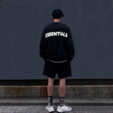 Fog Fear of God Essentials Sweatshirt Double Line round Neck Sweater Reflective Letter Embroidery Couple Pullover