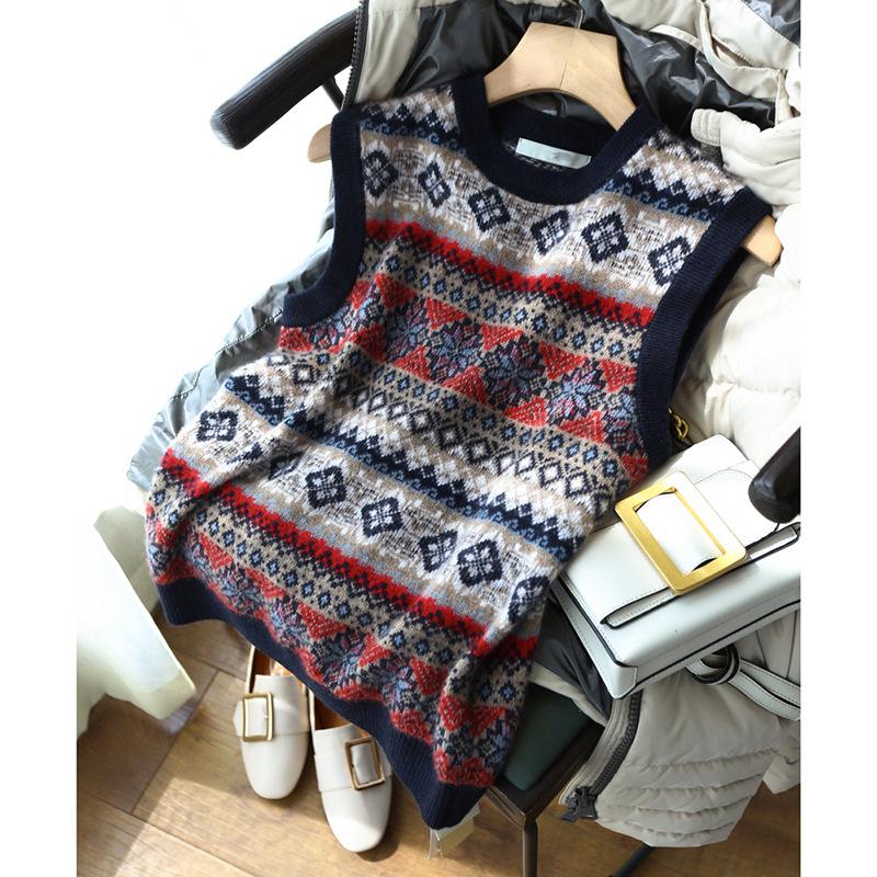 Fair Isle Sweater Cottagecore Outfits for Women Fairisland Jacquard Cashmere Knitted Vest
