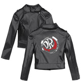 Graphic Leather Jacket Women's Dangan Ronpa Black and White Bear Trend Women's Leather Coat