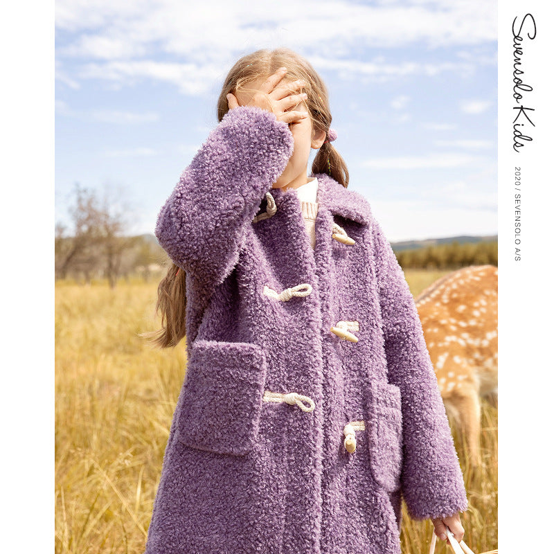 Girls' Autumn and Winter Clothes Children's Thickened Fleece-Lined Mid-Length Coat Children Girl's down Coat